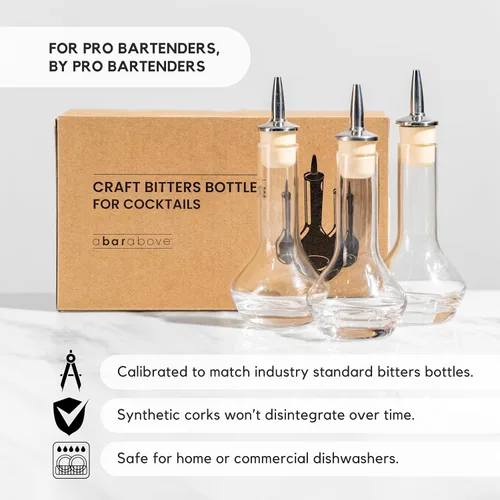 Miniatura 5 de A Bar Above Botella de Bitter, Diseño Clásico, Botellas de Vidrio Pequeñas, para Añadir Bitters a Cócteles, con Pico Vertedor de Acero Inoxidable