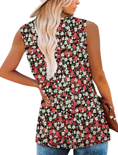 Miniatura 4 de MODARANI Camisas casuales de verano para mujer, túnica fluida, blusas florales ajustadas y acampanadas