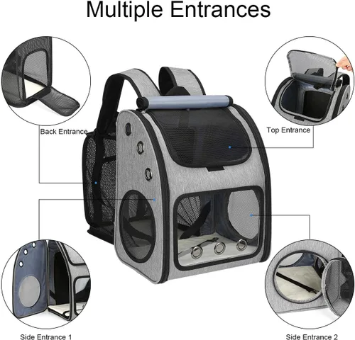 Miniatura 5 de Mochila expandible para gatos, perros y animales pequeños, transportador portátil de viaje para mascotas, diseño súper ventilado, aprobado por