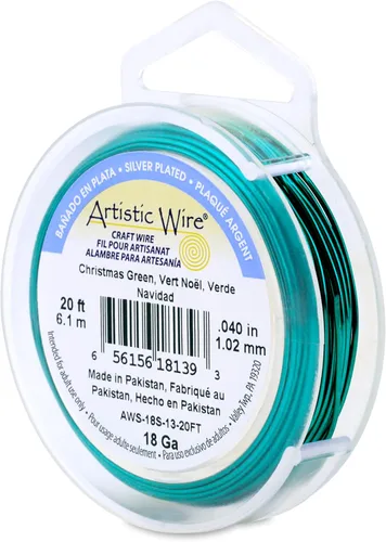 Miniatura 38 de Artistic Wire, alambre para manualidades de calibre 22 bañado en plata, resistente a las manchas, color cobre, blanco, 9,1 m