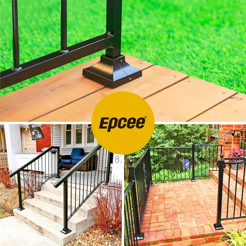 Miniatura 6 de 1 pieza Base de poste de cubierta de 2,5 cm de aluminio, falda de poste, pasamanos, escalera, base de barandilla de terraza y porche (negro)