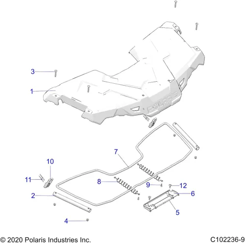 Miniatura 3 de Polaris Rack delantero ATV con ensamblaje de enchufes, negro brillante, pieza original OEM 2636440-070, cantidad 1