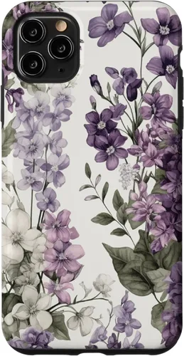 Miniatura 13 de Funda para iPhone XR White Violet Purple Lavender Lilac Floral con flores botánicas