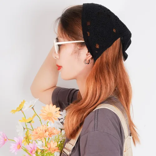 Miniatura 8 de hoyuwak 2 bandanas de ganchillo para el cabello, diademas para la cabeza para mujeres y niñas, accesorios para el cabello de fresa floral