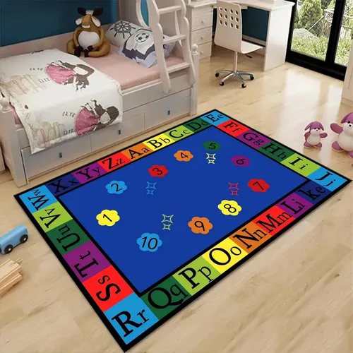 Miniatura 14 de Alfombras de área para niños, 3 x 4 pies, alfabeto, números y formas, alfombra de aprendizaje educativa para niños para sala de juegos, sala
