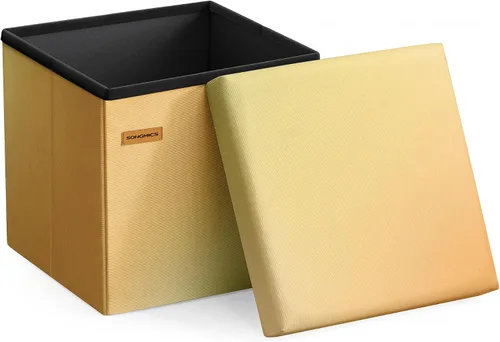 Miniatura 10 de SONGMICS Folding Storage Ottoman Bench, Linen Fabric, Storage Chest, Foot Rest Stool, Holds up to 286.6 lb, 11.8 x 11.8 x 11.8 in, Bedroom Bench