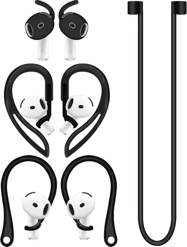 A-Focus Juego antideslizante para AirPods 4 de silicona con ganchos ajustables para las orejas, diseño ergonómico con alas, puntas de gancho en
