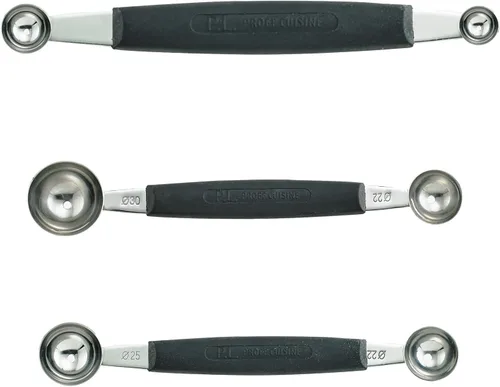Miniatura 10 de Cat Cora Melon Baller, profesional 18/8 acero inoxidable doble cuchillas 10/0.591 in para bolas de melón y adornos, mango ergonómico de agarre suave