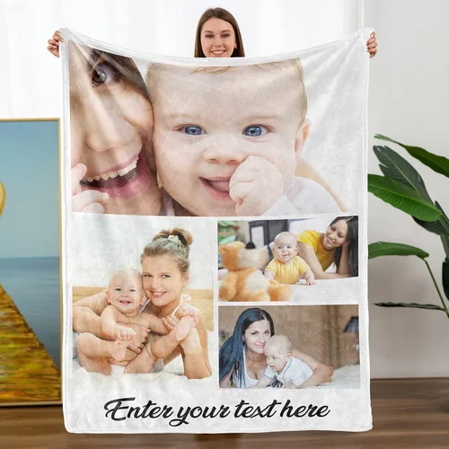 Miniatura 12 de Mantas personalizadas con fotos, manta personalizada con nombre de imagen para esposa, marido, novio, novia, aniversario, Navidad, cumpleaños, 1 Foto
