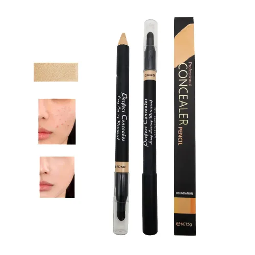 AKARY Face 2 en 1 de doble cara para cejas y corrector en barra iluminadora, base impermeable para ojeras y puntos negros, lápiz corrector con