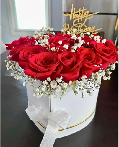 Miniatura 2 de Unikpackaging - Caja de 2 niveles con forma de corazón para flores de lujo y arreglos de regalo, con tapa, tamaño 9 x 8 x 6.5 pulgadas, caja