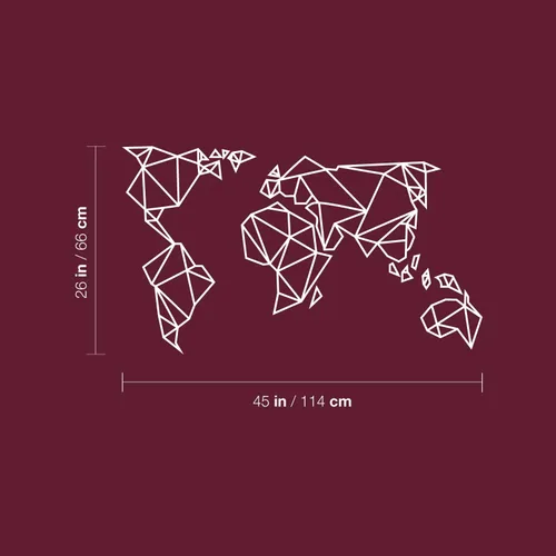 Miniatura 3 de Calcomanía de vinilo para pared, mapa geométrico del mundo, 26 x 45 pulgadas, diseño minimalista de países del mundo inspiradores de buenas