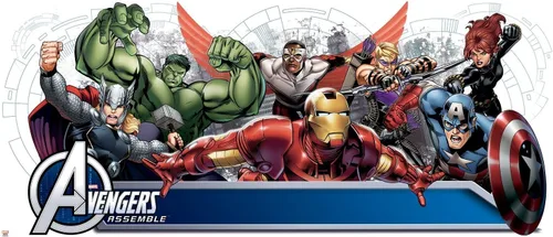 RoomMates Avengers Assemble - Calcomanía gigante de pared con alfabeto para personalización, juego de 108 calcomanías, vinilo, negro, extraíble