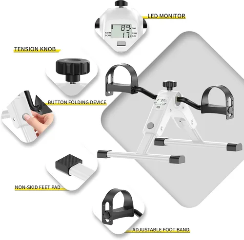 Miniatura 9 de MOMODA Under Desk Bike Pedal Exerciser with LCD Display Portable Mini Exercise Bike for Arm and Leg 2-Blanco
