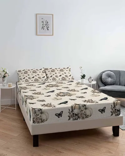 Miniatura 6 de Sábanas bajeras de bolsillo profundo de hasta 16 pulgadas, funda de colchón suave de Halloween con 1 funda de almohada decorativa para dormitorio