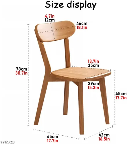 Miniatura 3 de YVYKFZD Sillas de comedor de madera maciza, juego de sillas de cocina con respaldo curvo, silla de comedor sin brazos, silla auxiliar cómoda de Negro