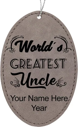 Miniatura 11 de LaserGram Adorno de Navidad personalizado, el tío más grande del mundo, piel sintética, idea de regalo personalizada grabada con láser