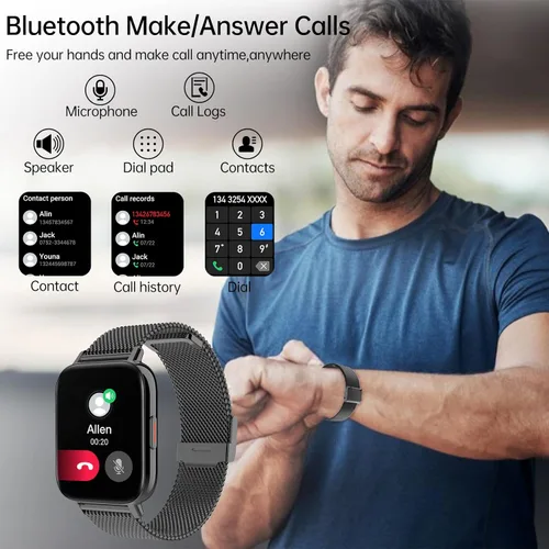 Miniatura 7 de Relojes inteligentes para mujer, reloj HD de 1.83 pulgadas y 1.85 pulgadas con llamadas y mensajes/frecuencia cardíaca/sueño/ciclo femenino, reloj