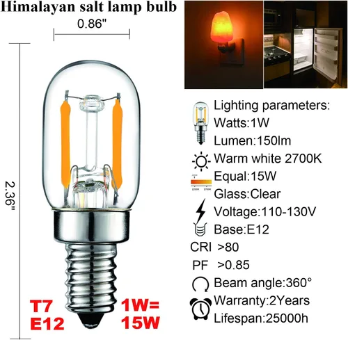 Miniatura 3 de LiteHistory E12 1 vatio igual 15w bombillas de luz nocturna 150lm lámpara de sal del Himalaya bombilla 2700K t22 t7 bombilla LED paquete de 2