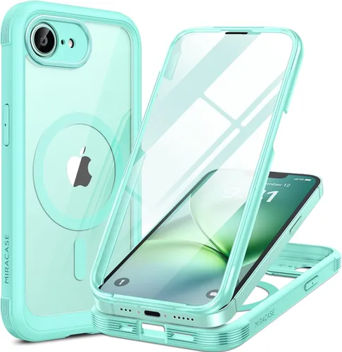 Miniatura 62 de Miracase Funda para iPhone 13 de 6.1 pulgadas, [sin burbujas] funda de teléfono de cuerpo completo con pantalla de vidrio completa integrada, sin