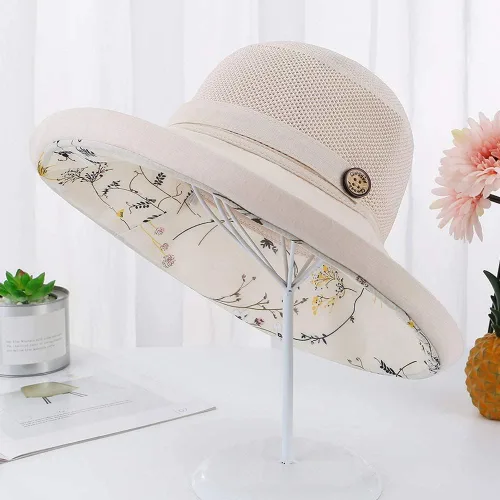 Miniatura 7 de Sombrero de malla para el sol para mujer, plegable, de ala ancha, protección UV, protección UV, para playa, con correa para la barbilla