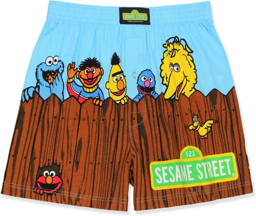 Sesame Street Pantalones cortos tipo bóxer con botones para hombre