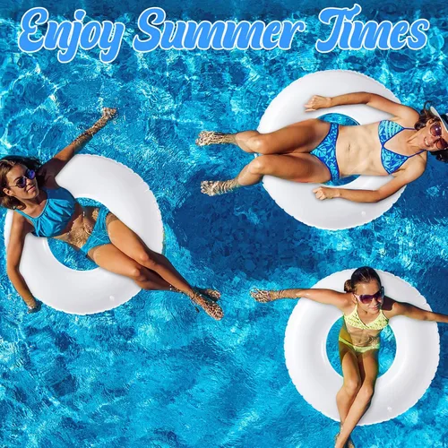 Miniatura 5 de Gemscream Jumbo Inflatable Pool Float 47.24 Inches Swimming Ring Pool Floats White Inflatable Float Tube for Adult Summer Vacation Beach River Blanco