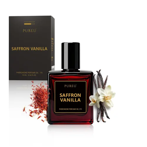 PUREU Perfumes de feromonas para mujer, perfume de vainilla azafrán de larga duración, perfume de feromonas de 0.34 onzas líquidas/0.3 fl oz, tamaño