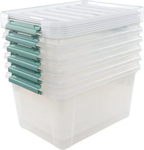 Miniatura 7 de Paquete de 6 cajas de almacenamiento de plástico de 35 L, caja de almacenamiento con tapa