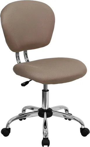 Silla de trabajo de malla con respaldar medio Flash Furniture con brazos y base, Metal, Marrón café