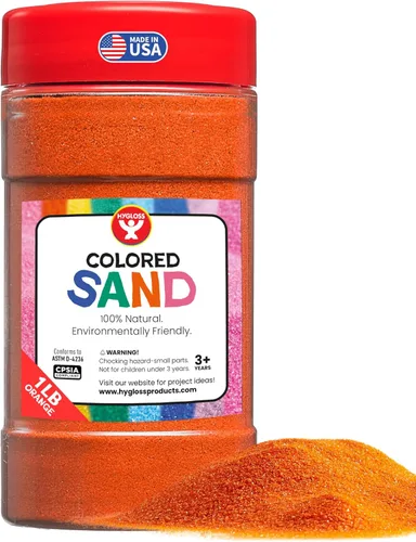 Hygloss Products - Arena de juego de colores - Balde de arena de arte para manualidades de colores surtidos, naranja, 1 libra