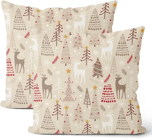 Miniatura 14 de Juego de 2 fundas de almohada de Navidad de 18 x 18 pulgadas, decoración de árbol de Navidad, fundas de almohada decorativas de invierno