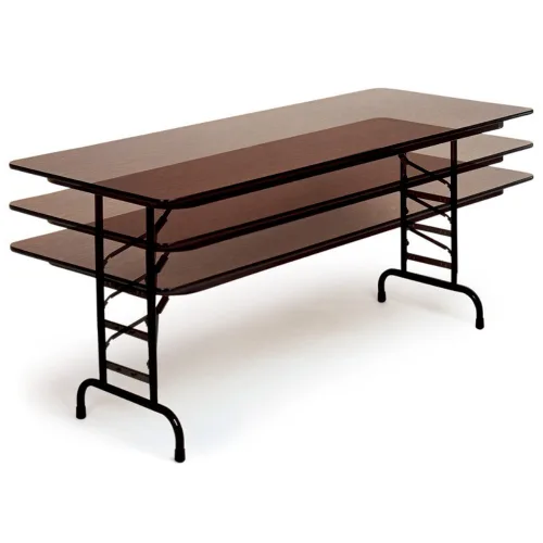 Miniatura 4 de Correll CFA2448M 01 - Mesa plegable de melamina de altura ajustable, rectangular, 24 pulgadas de ancho x 48 pulgadas de largo x 22 a 32 pulgadas