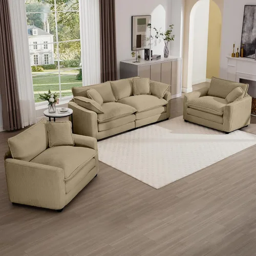 Miniatura 25 de Juego de sofá de 2 piezas de gran tamaño para sala de estar, sofá biplaza y sofá individual, asiento modular modular profundo de pana cómodos sofás