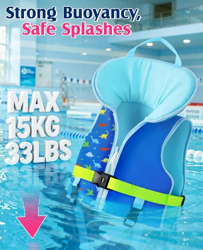 Miniatura 3 de HeySplash Chaleco de natación para niños pequeños, flotadores para niños de 22 a 44 libras/22 a 55 libras, chaqueta de natación para niños