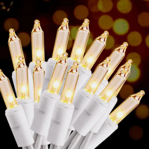 HISHINY Juego de 100 luces de Navidad, mini luces transparentes de 32 pies, alambre blanco, para árbol de Navidad, decoración de Navidad, decoración