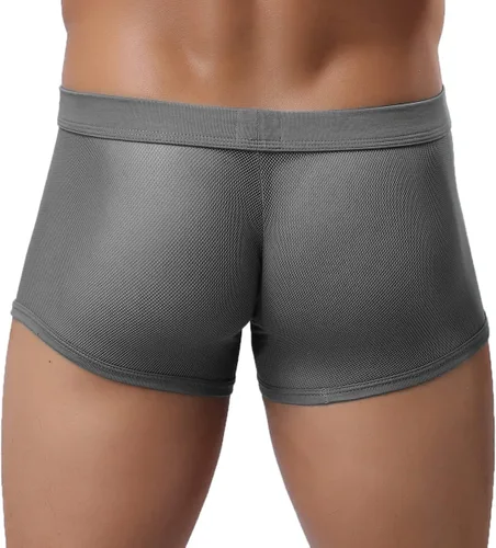 Miniatura 2 de Calzoncillos tipo bóxer de malla transpirable para hombre, lencería hueca transparente
