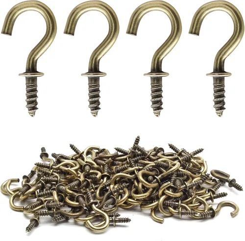 Miniatura 16 de Biaungdo 60 ganchos para tazas de techo de 1 pulgada, ganchos de tornillo, ganchos de taza de techo, ganchos autorroscantes, color negro
