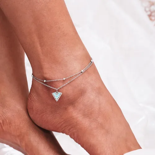 Miniatura 79 de CHIC & ARTSY Tobilleras de plata de ley S925 para mujer, pulsera de tobillo ajustable multicapa para playa, joyería de verano para mujer, de 10 a 11