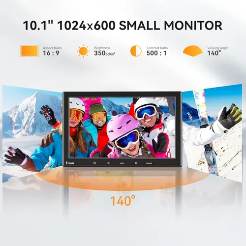 Miniatura 2 de Eyoyo Monitor Mini de 10 Pulgadas - Pantalla Pequeña de Computadora 1024x600 con Entrada HDMI Mini-VGA AV USB para Seguridad, LCD PC, Hogar