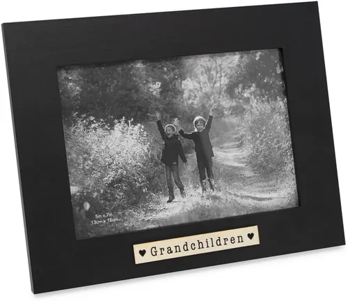 Miniatura 7 de Isaac Jacobs Marco de fotos de madera con sentimientos para nietos de 4 x 6 pulgadas, marco de fotos de recuerdo horizontal con caballete y pestañas