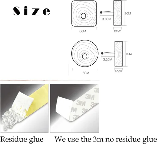 Miniatura 4 de Ganchos de madera para colgar en la pared, para colgar en la puerta, para ropa, autoadhesivos, para cortina de ducha de madera, gancho decorativo