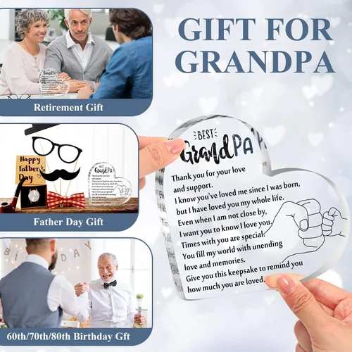 Miniatura 3 de Tatuo Regalos de cumpleaños para el día del padre para el abuelo de parte de los nietos, recuerdo de acrílico para abuelo, agradecimiento