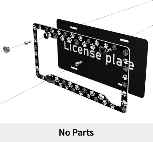 Miniatura 5 de Marco de matrícula de pata de perro, 2 piezas de cubierta de placa de matrícula de metal de aluminio para mascotas, perros, gatos, accesorios