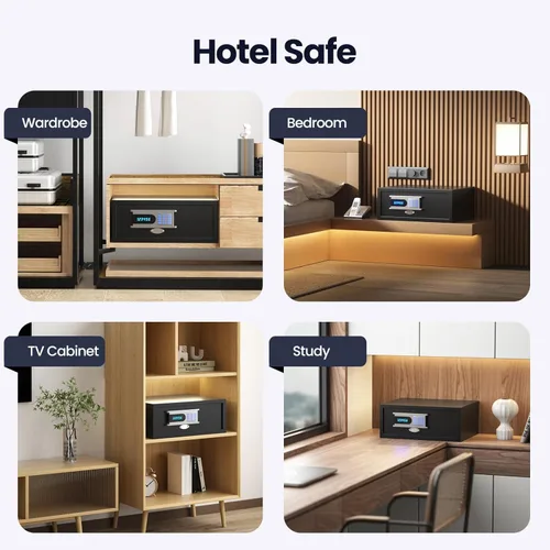 Miniatura 6 de Grimtron Caja fuerte de hotel comercial (1.36 pies cúbicos), diseño a granel con pista de auditoría, contraseña de administrador, portátil