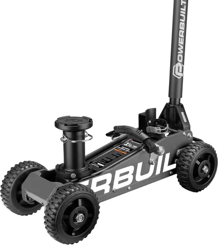 Miniatura 12 de Powerbuilt gato de garaje triple de 1360 kg, resistente para vehículos, camiones, automóviles, motocicletas, gato de transmisión, capacidad de 1.5