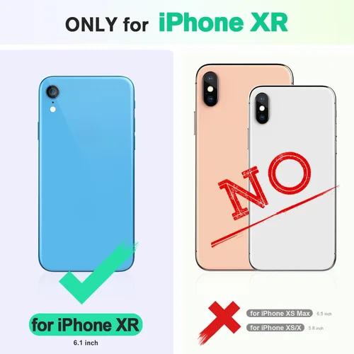 Miniatura 2 de TUCCH Funda tipo cartera para iPhone XR, función atril con bloqueo RFID, ranura para tarjetas de crédito, de piel sintética, con carga inalámbrica
