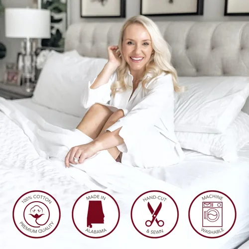 Miniatura 3 de Red Land Cotton Juego de sábanas de lujo 100% algodón cultivado en Estados Unidos Premium Hotel ultra ligero 4 piezas fabricado en Estados Blanco