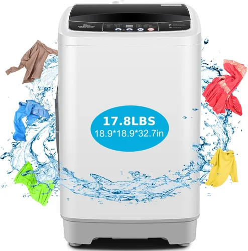 Nictemaw - Lavadora portátil con bomba de drenaje, capacidad de 17.8 libras, 2.4 pies cúbicos, lavadora compacta completamente automática con 10