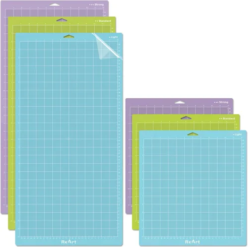 ReArt Variedad de alfombrillas de corte para Cricut Maker 3/Maker/Explore 3/Air 2/Air/One Adhesivo de repuesto – Fuerte, estándar, ligero, 12 x 12